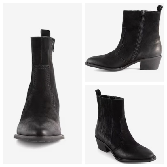 David Tate Baya Western Bootie black leather size 7 M - Picture 1 of 12